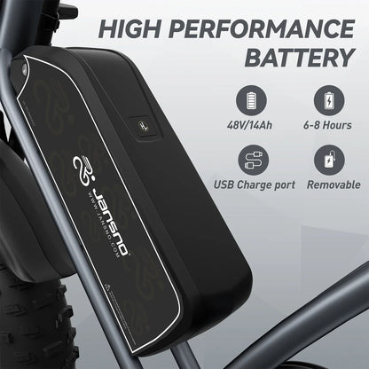 JANSNO X50 Electric Bike 750W 48V 17AH 20*4.0 Inch Fat Tire Adult Mountain Snow Retro E-Bike Full Suspension Electric Bicycle