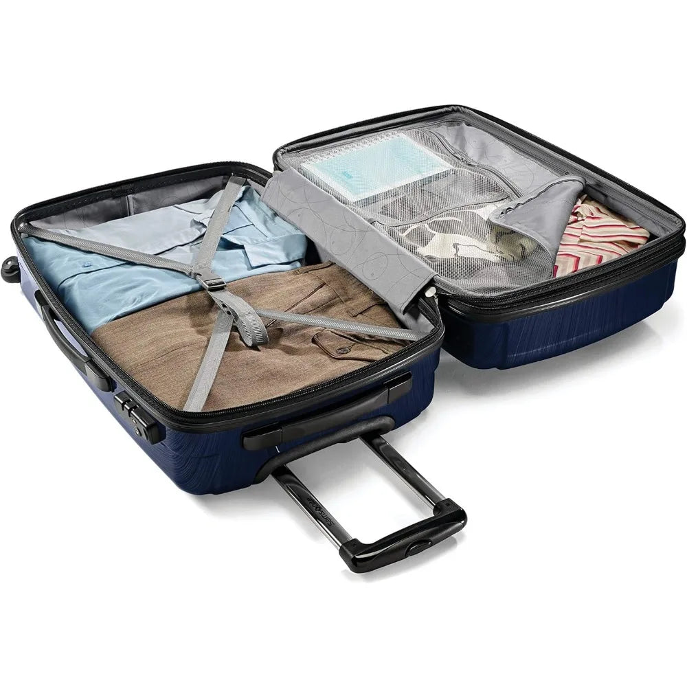 Medium Navy Expandable Spinner Luggage with Hardside, 24-Inch, Ideal for Travel and Business Trips