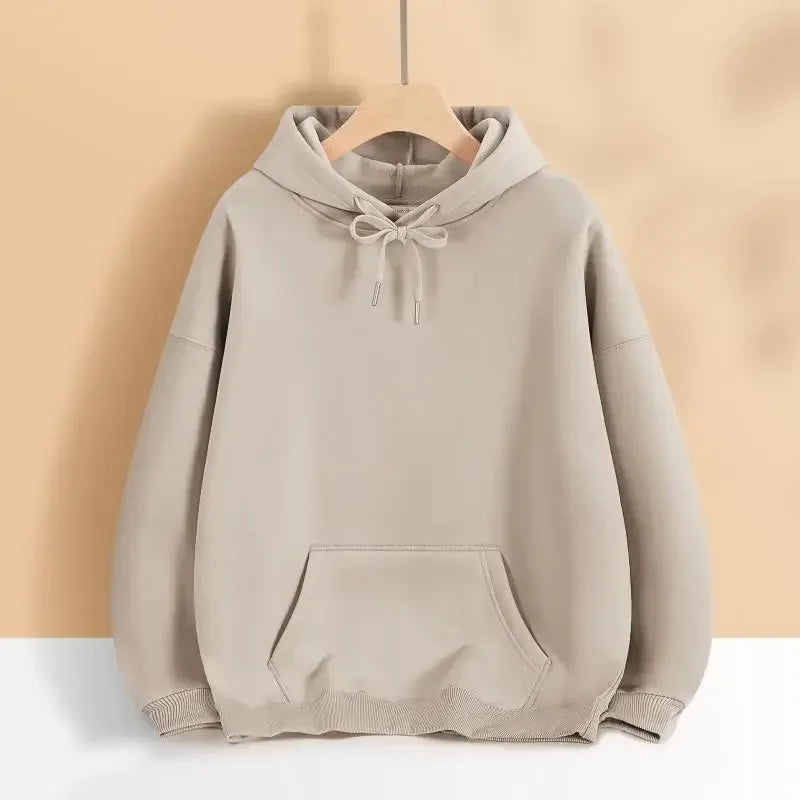 400G Heavy-duty Velvet Autumn and Winter Hooded Sweater Multi-color Solid Color Simple and Thick Sports Hoodie for Men and Women