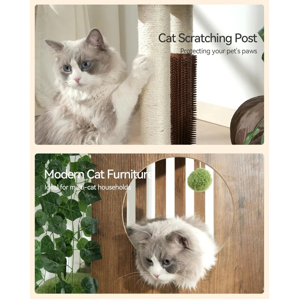 indoor 72.8-inch modern cat tower with scratching post and large perch