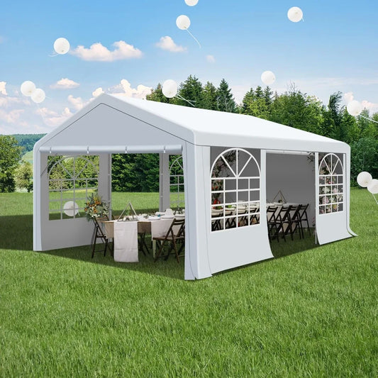 Heavy-Duty 13x20 Foot Outdoor Wedding Party Tent with Detachable Sidewalls for Events and Shelters