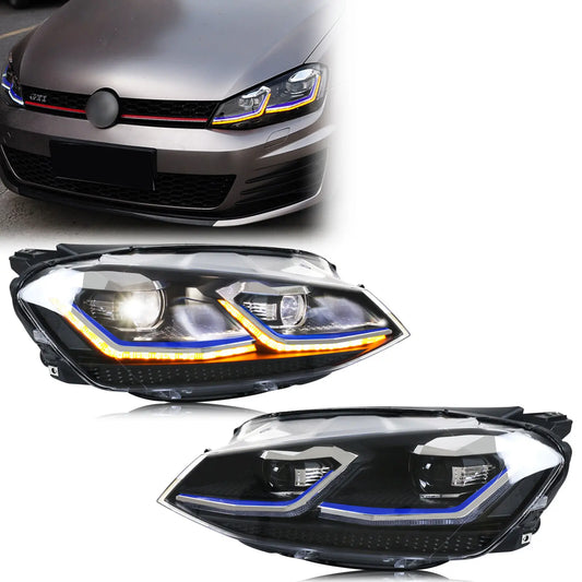 LED Headlights for Volkswagen VW Golf 7 MK7 VII 2013-2017 TDI TSI DRL Projector Front Lamps Assembly [Not Fit GTI/R/GTD/GTE]