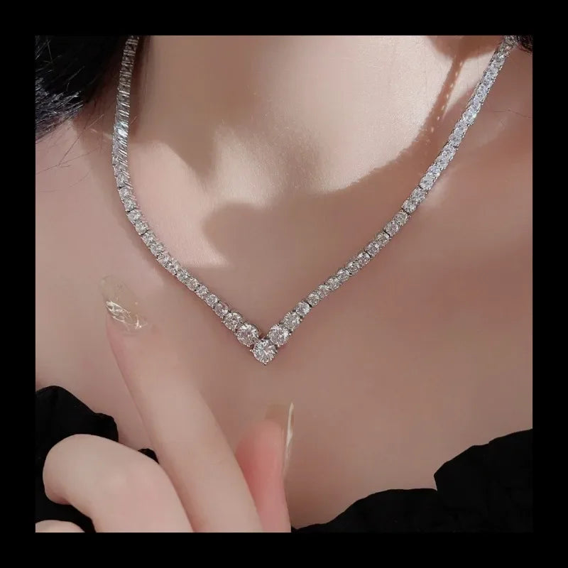 AliExpress new personalized S925 silver zircon necklace simple necklace female niche design sense