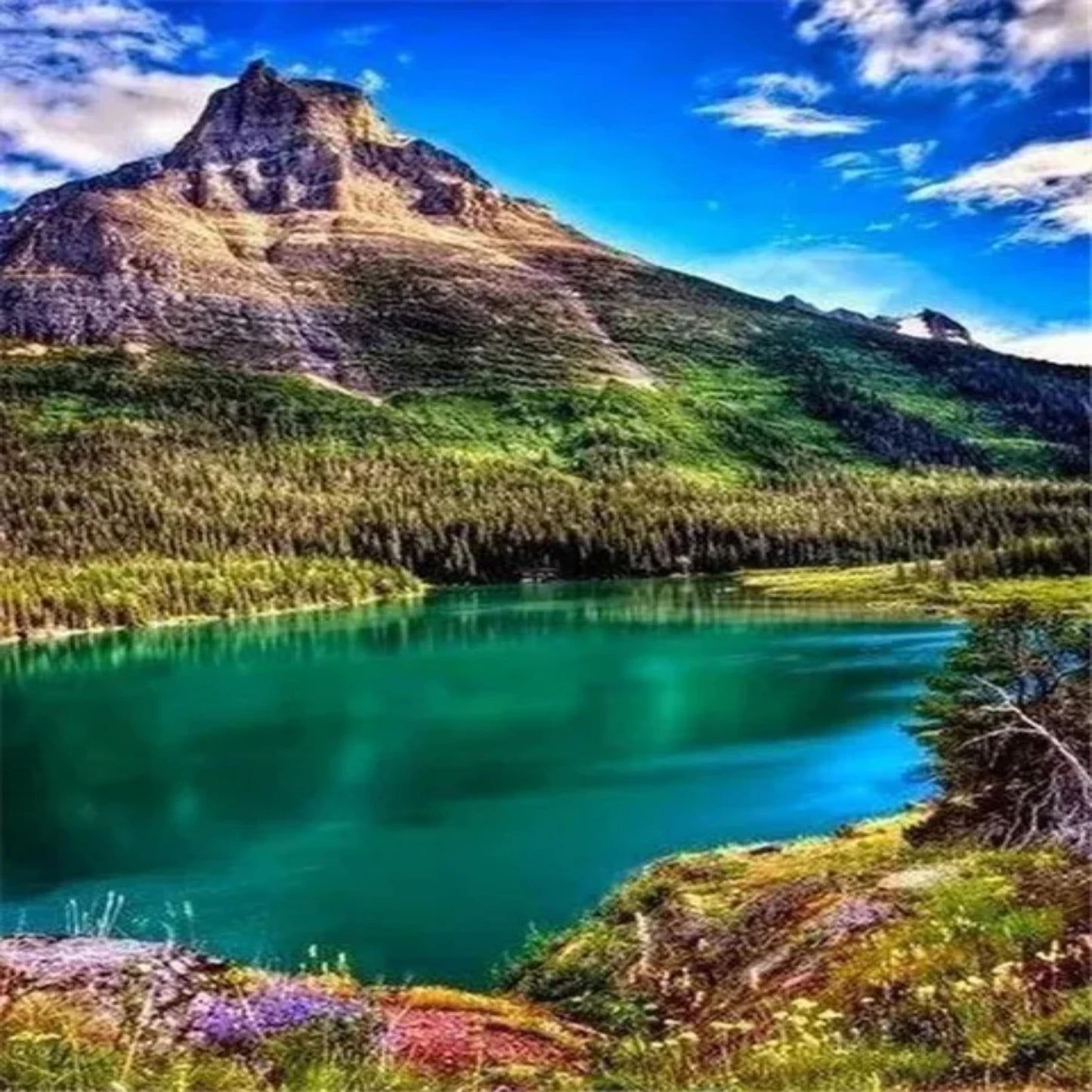 DEKAXID  HUACAN Resin Stones Diamond Painting Mountain lake Landscape Reflection New Arrival Diamond Embroidery Mosaic Sale Room