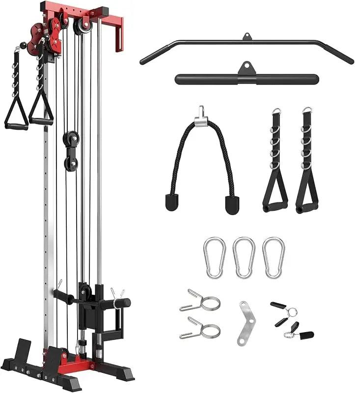 Wall Mount Cable Station, Crossover Machine with Dual Pulley System Positions for Home Gym Fitness Equipment