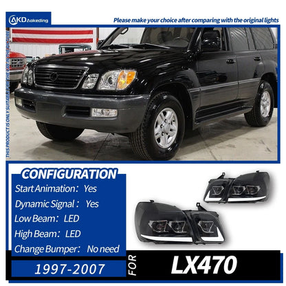 Headlight For Lexus LX LX470 1997-2007 Car Автомобильные Товары 12V Led DRL Hella Xenon Lens Hella LX570 Hid H7 Car Accessories