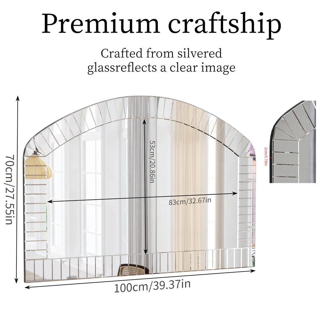 Large Wall Mirror 100 x 70cm Arched Venetian Mirror with Beveled Glass Frame Accent Mirror for Entry Living Room Bathroom Decor