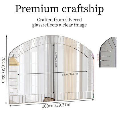 Large Wall Mirror 100 x 70cm Arched Venetian Mirror with Beveled Glass Frame Accent Mirror for Entry Living Room Bathroom Decor