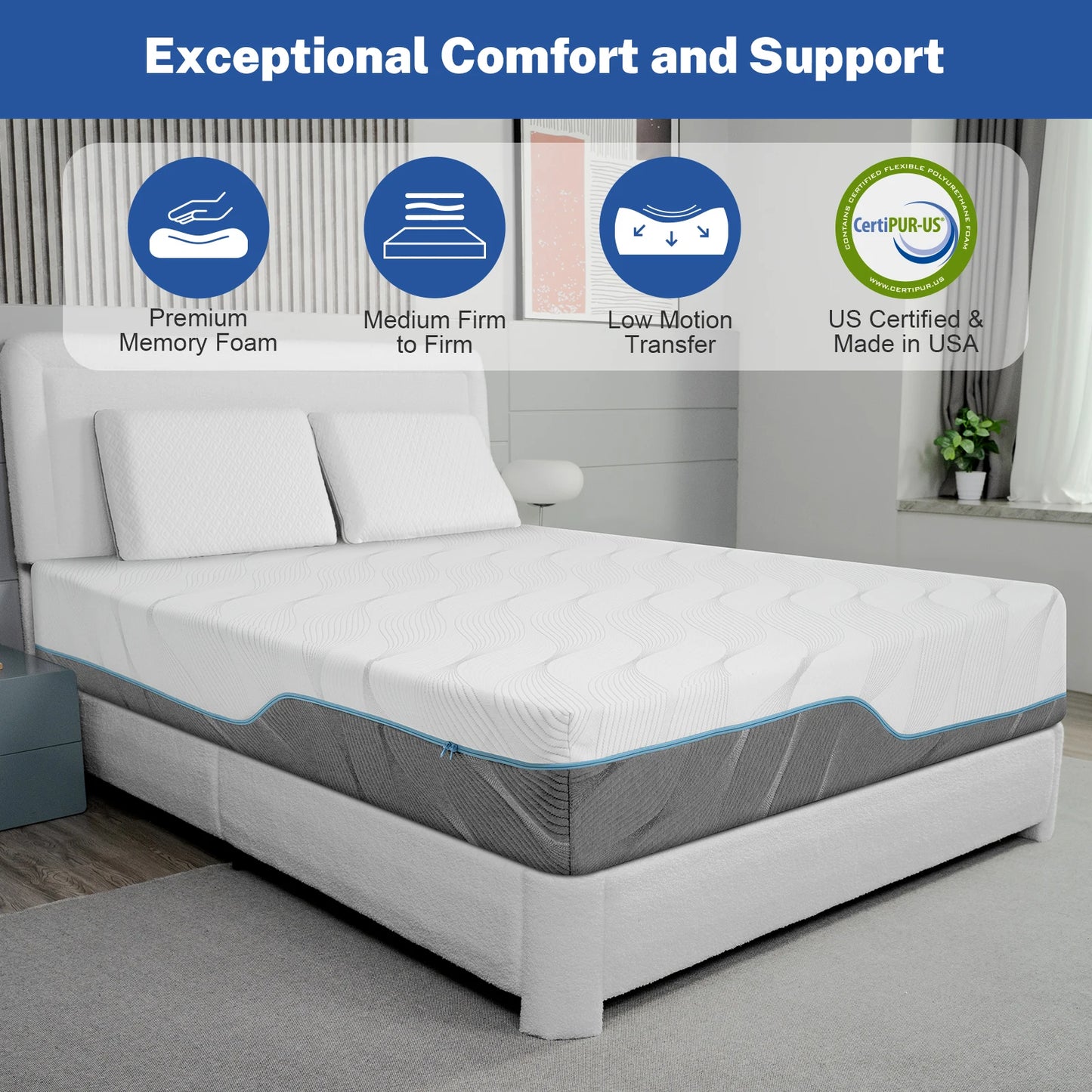 Hcore Extra Firm Full Mattress, 8/10 Inch Medium - Extra Firm Dual Sides Flippable Mattress for Back Pain