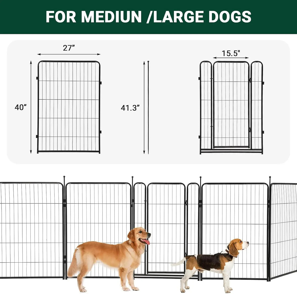 16 Panels Dog Playpen Heavy Duty Pet Fence Indoor Outdoor Pet Safety Isolation Barrier for Puppy Dog Supplies Wide Door Low Threshold, Quick Tool-Free Setup