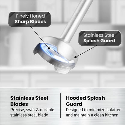 EHB1300 Cordless Hand Blender, Rechargeable Stick Mixer with Stainless Steel Blades, One-Touch Power, Portable, Charcoal Grey