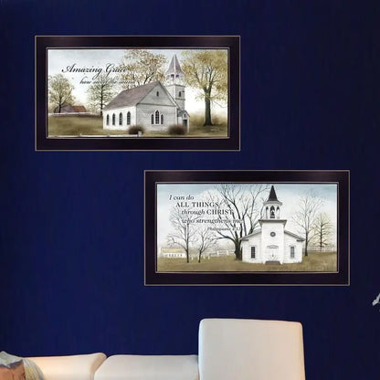 Amazing Grace Wall Art - 2-Piece Framed Vignette, Ready to Hang, Black Frame