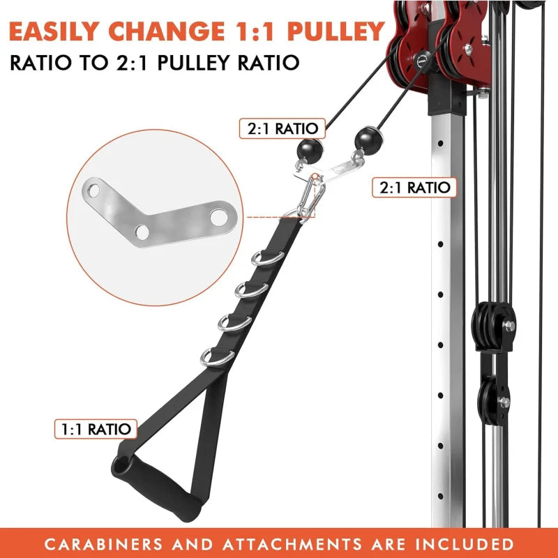 Wall Mount Cable Station, Crossover Machine with Dual Pulley System Positions for Home Gym Fitness Equipment