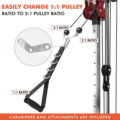 Wall Mount Cable Station, Crossover Machine with Dual Pulley System Positions for Home Gym Fitness Equipment