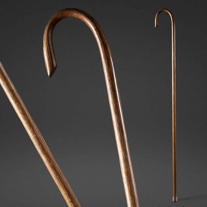 Handcrafted Oak Walking Stick with Crook Handle, 58" Red Wood Cane for Men & Women