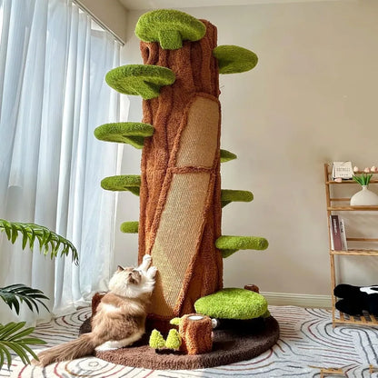 "tall solid wood cat tower for multiple cats, 90 inches"