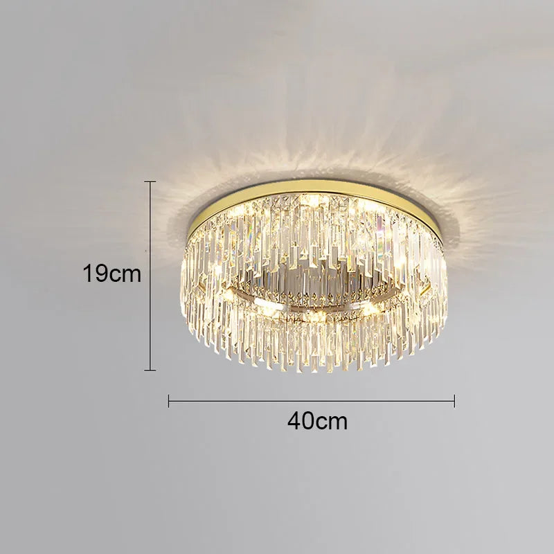 Modern Round Luxury Crystal LED Ceiling Lamps Minimalist Living Room Decor Chandelier Bedroom Whole House Indoor Lighting Home