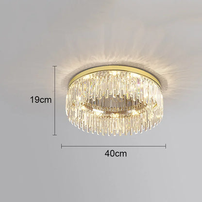 Modern Round Luxury Crystal LED Ceiling Lamps Minimalist Living Room Decor Chandelier Bedroom Whole House Indoor Lighting Home