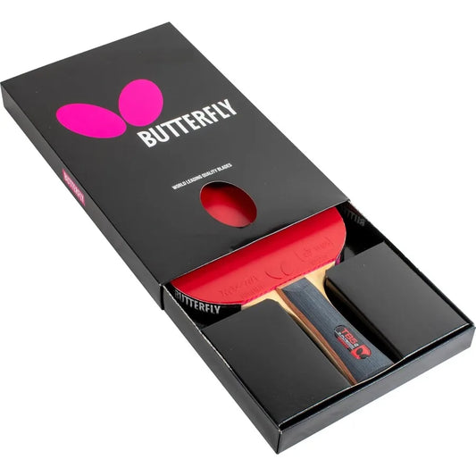 TB Pro-Line Table Tennis Rackets - Medium Fast Blade and Rubber Combination with Free Racket Case - Black and Red - Advanced Le