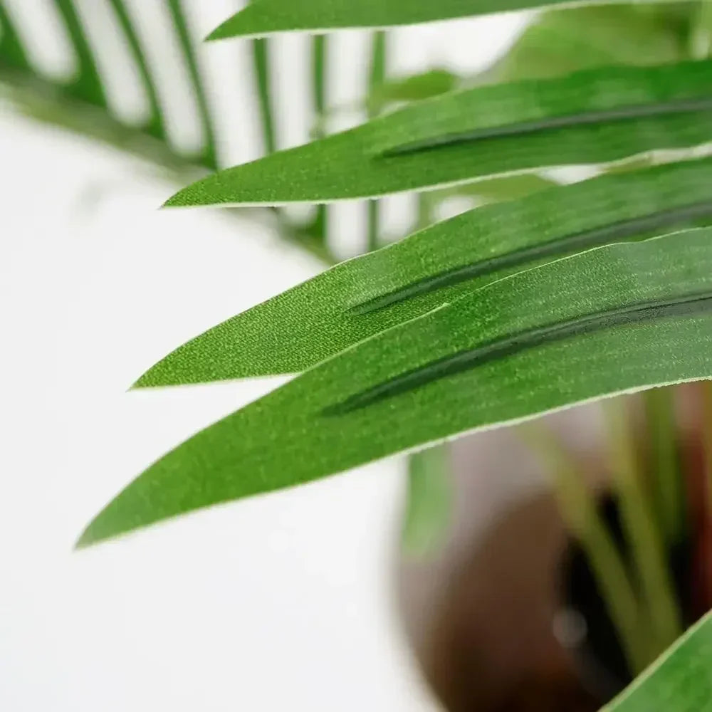 66 White Marble Effect Planter with Artificial Areca Palm Tree for Indoor & Outdoor Home Decor