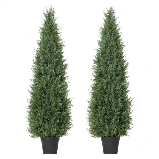 3FT Artificial Cedar Topiary Trees,Realistic UV Resistant Faux Cedar Trees For Outdoor Planters & For Porch, Patio, Garden & Ind