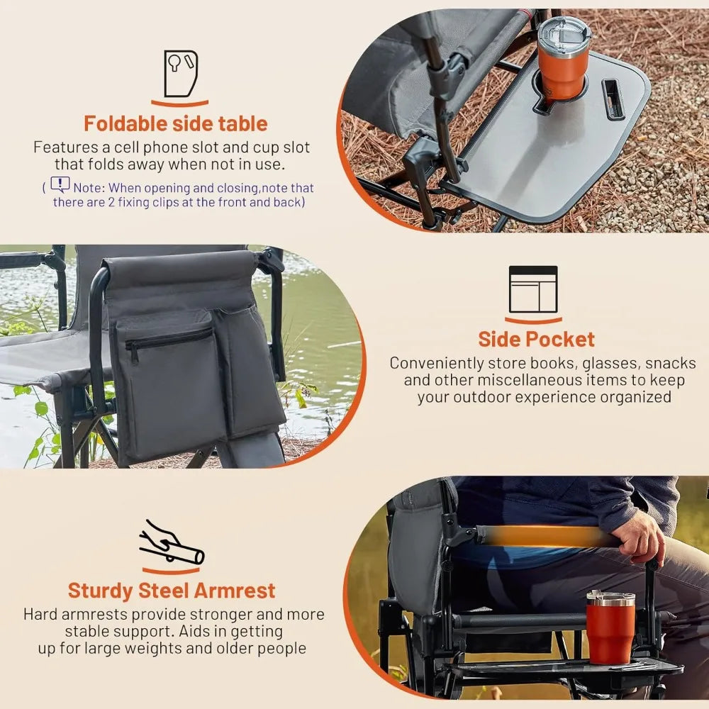 Rugged Aluminum Heated Camping Chair with Compact Design, Portable and Supports 400lbs