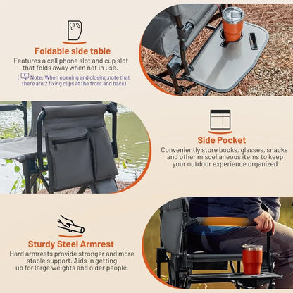 Rugged Aluminum Heated Camping Chair with Compact Design, Portable and Supports 400lbs