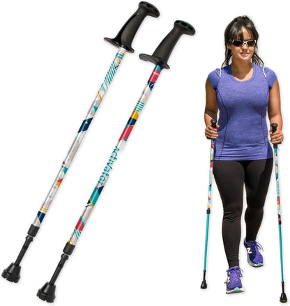 Adjustable Lightweight Nordic Walking Sticks for Rehab & Fitness - Collapsible Aluminum Poles with Ergonomic Grip