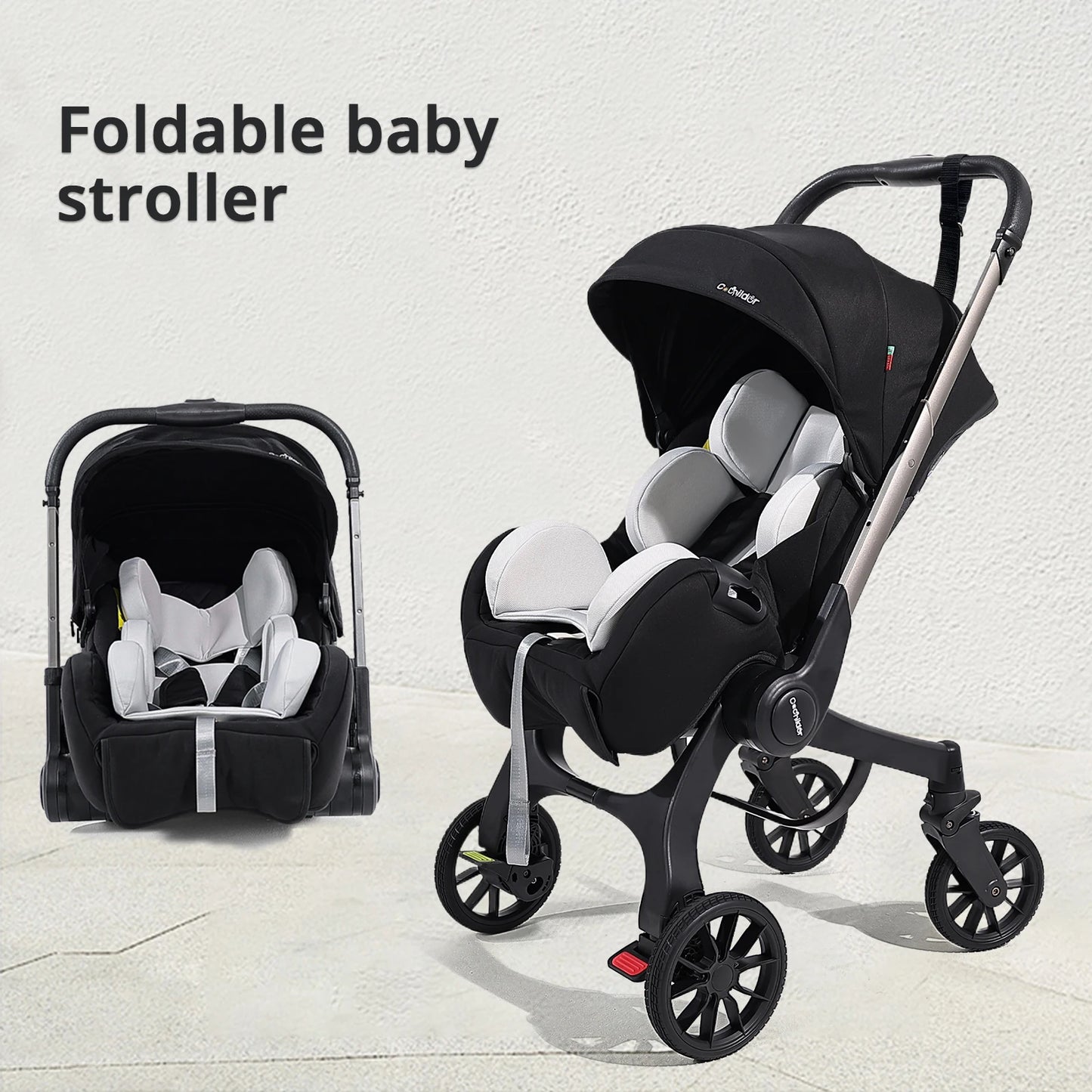 Go-Anywhere Baby Stroller, Features an Adjustable Backrest, Easy Fold, and Newborn-Friendly Design for City or Camping Use.