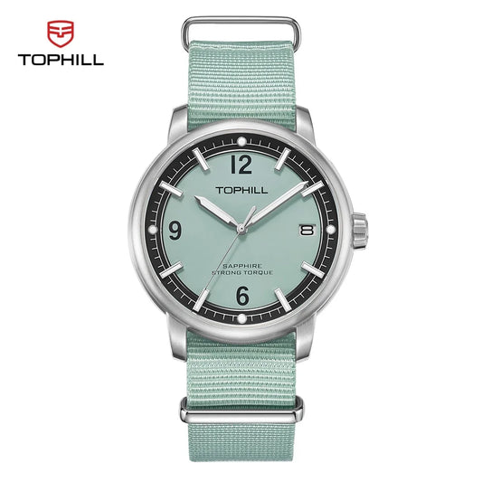 TOPHILL Fashion Quartz Watch for Men Green Luminous Sport Style Sapphire Vintage Design 2 Straps Included