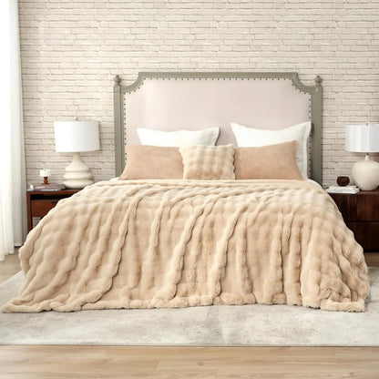 Cozy Faux Fur Throw Blanket, King Size 108x90 Inches, Soft Thick for Bed Sofa Living Room