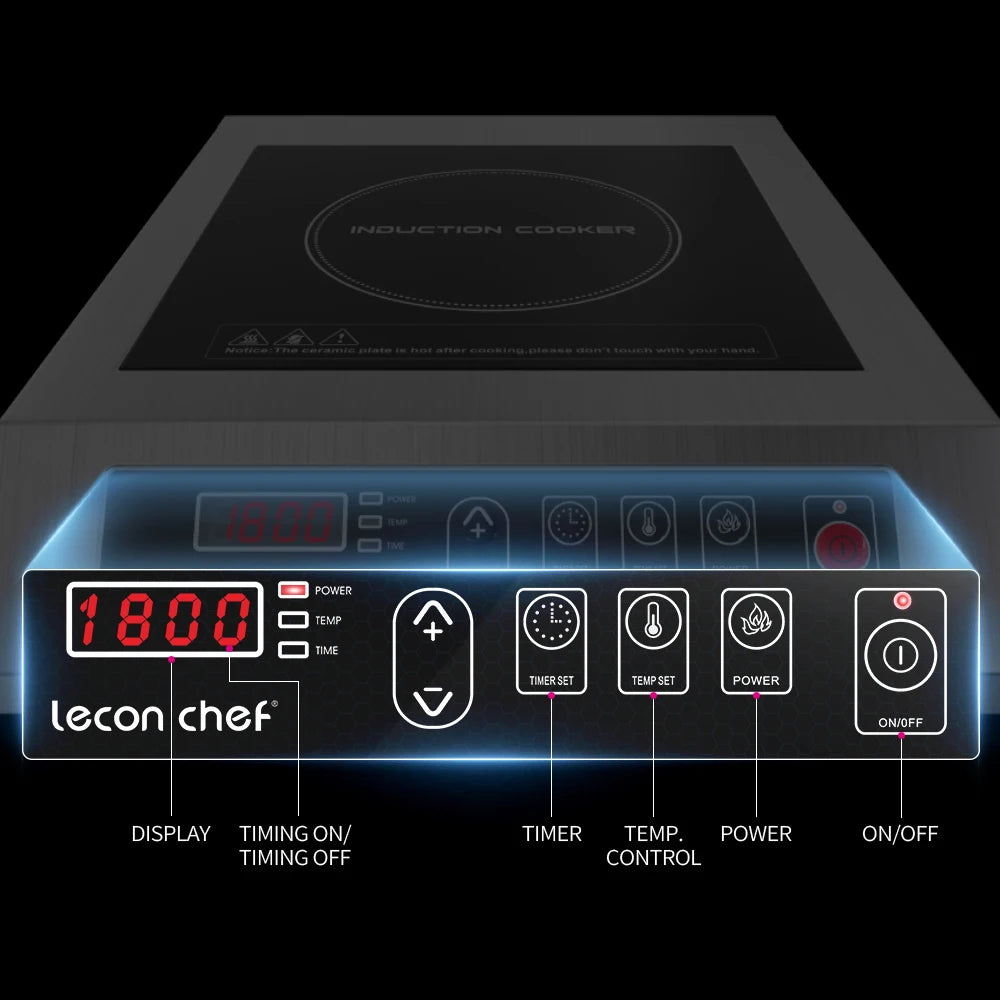 Lecon Chef Induction Cooktop Commercial Countertop Induction Cooker Electric Burner 10 Power&Temperature, Timer&Preset