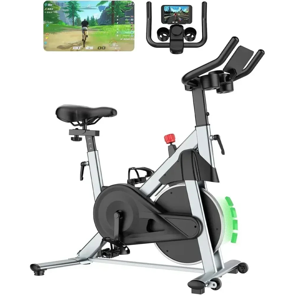 Silent 32-Level Magnetic Resistance Exercise Bike - 300 lbs Capacity with LCD, Cup Holder, and Pad Mount for Home Gym