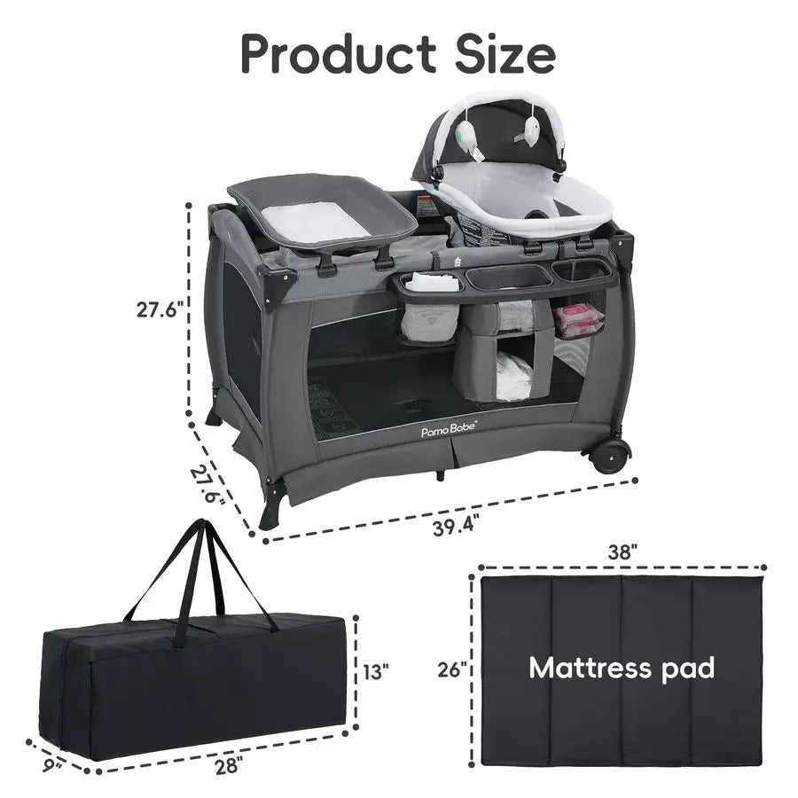 Babe Portable Playpen Foldable Playard for Baby and Toddler Mattress, Changing Table for Newborn Portable Playard