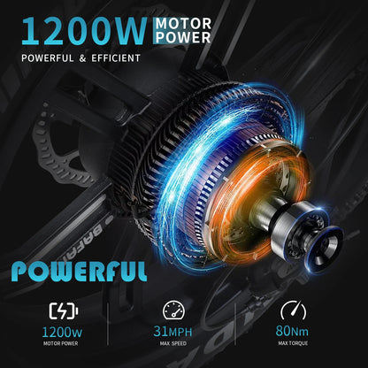 Electric Mountain Bike 750W 48V 17.5Ah 45Mile Class 3 E-Bike, 20" Fat Tire All-Terrain Bike with LCD Display UL Certified