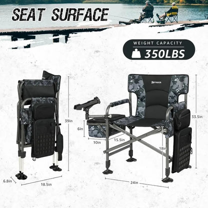 Portable Adjustable Ice Fishing Chair with Rod Holder and Cooler for Outdoor Adventures
