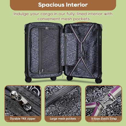 Joyway 3/5pcs Black Luggage Set, 20/24 inch Expandable Suitcase, Cup Holder, TSA Lock, Anti Slip Wheels, Lightweight Durable