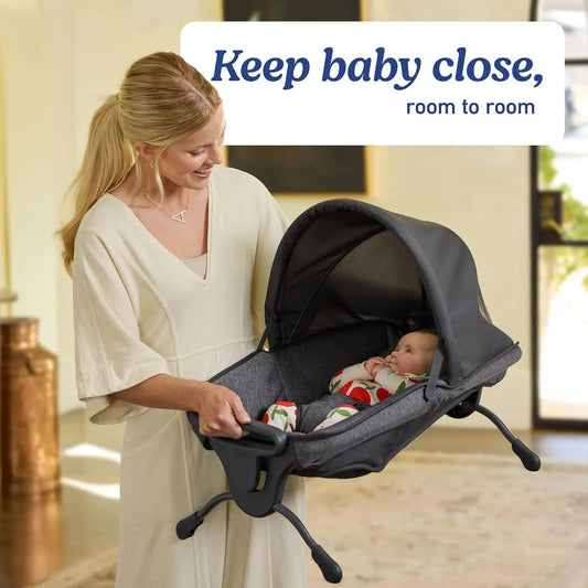 Portable 6-in-1 Playard with Bassinet, Changing Table & Infant Seat for Safe Baby Sleep and Play