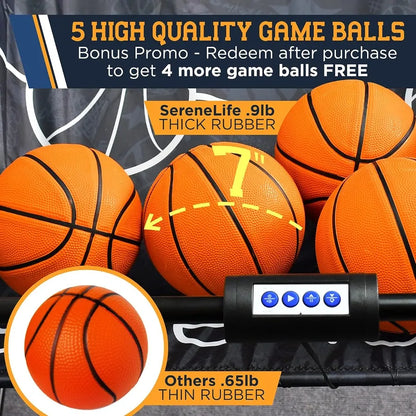 Dual Hoop Basketball Shootout Indoor Home Arcade Room Game with Electronic LED Double Basketball Shot Scoreboard and Play Timer