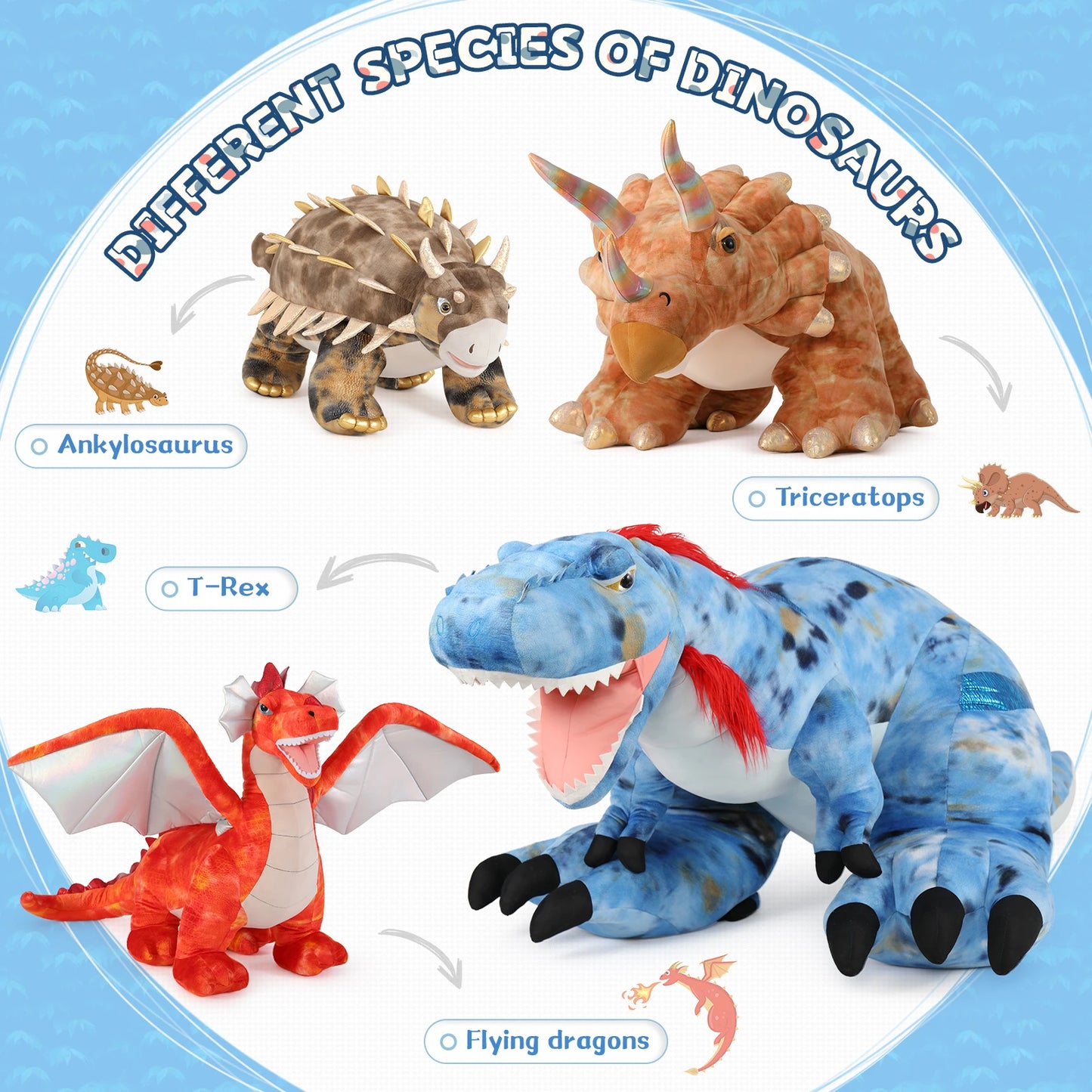 MorisMos 9.1ft Extra Large T-Rex Plush Toy - Stuffed Animal Dino for Dinosaur Party Favors - Gift for Boys & Girls Every Age