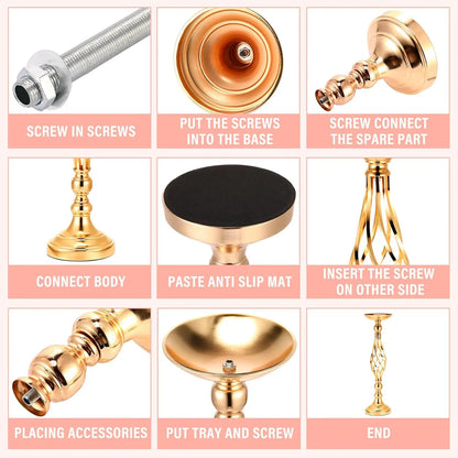 20 Pcs Metal Flower Arrangement Stand Wedding Flower Centerpieces Stand Elegant Metal Flower Vase Candelabra Candle Holder