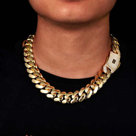 Hip Hop Smooth Cuban Chain High-End Men's Jewelry Mirror Necklace for Men and Women Rap Singer Street Party Accessories Valentine's Day/Commemorative Gifts Birthday Gifts Anniversary Gifts