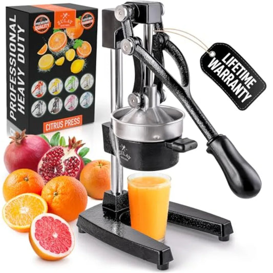 Cast Iron Juicer For Bartending And Health Use, Black Cast Iron, Heavy Duty With Detachable Strainers For Easy Cleaning