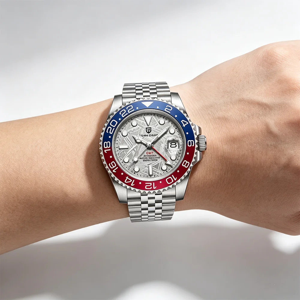 2026 PAGANI DESIGN V2 40MM Pepsi Meteorite Dial Men Mechanical Watch 100M Waterproof Jubilee Watch Strap Sapphire Glass Stainless Steel Automatic Watch for Men Gift Watch