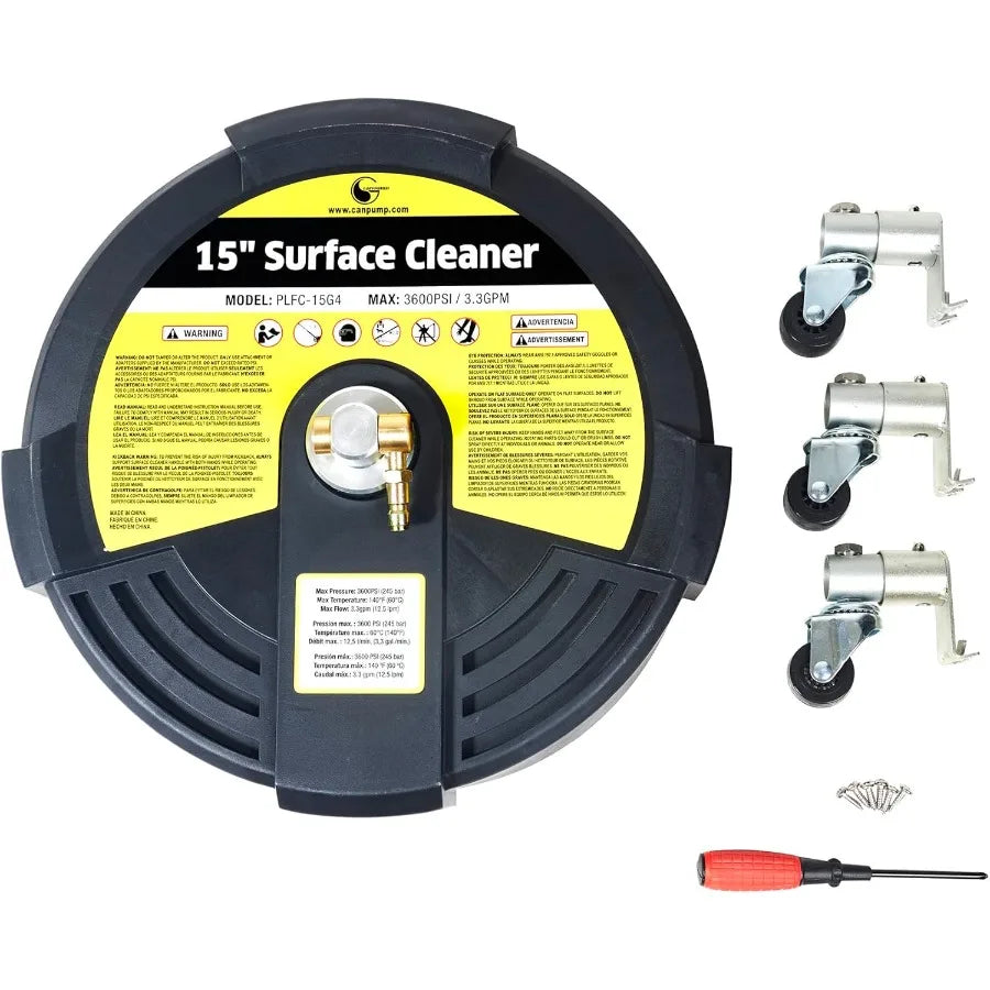 15-in Plastic Power Washer Surface Cleaner 3600 psi with Wheels for Outdoor Cleaning Red Durable Lightweight Design