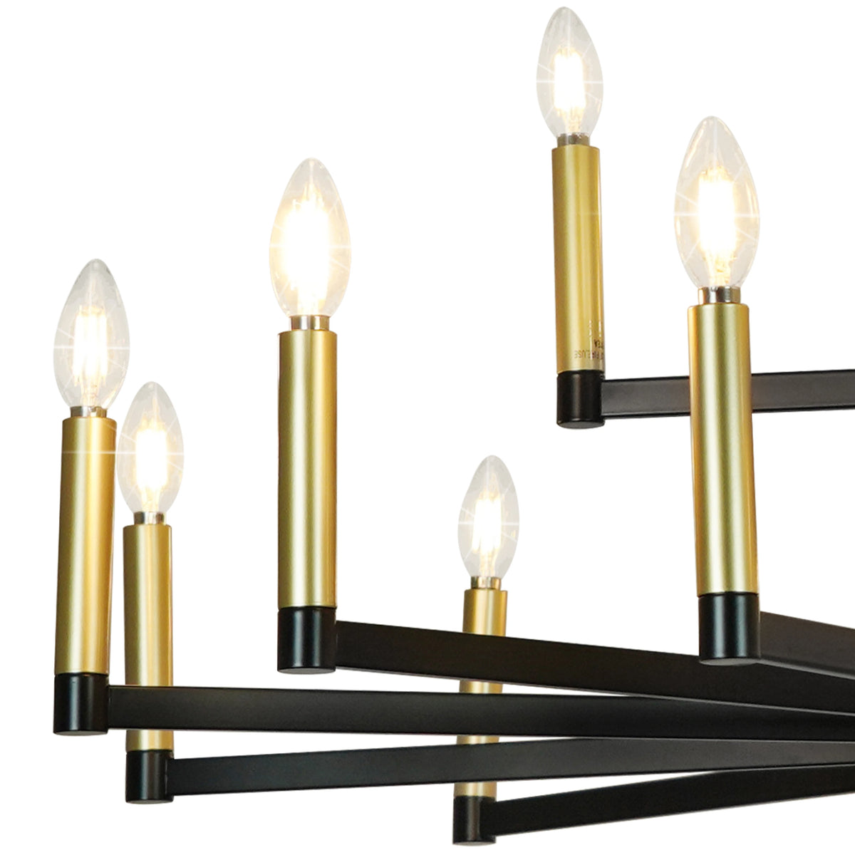 Candle Chandeliers for Dining Room 2-Tiered 18 Light Black and Gold Chandelier Farmhouse Chandelier Height Adjustable