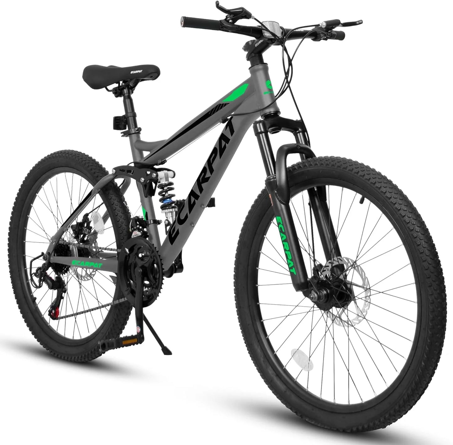 Ecarpat Dual Full Suspension Mountain Bike 24/26/27.5 Inch, Teenagers Boy Girl Mens Women Mountain Bike, 21-Speed Disc Bicycles