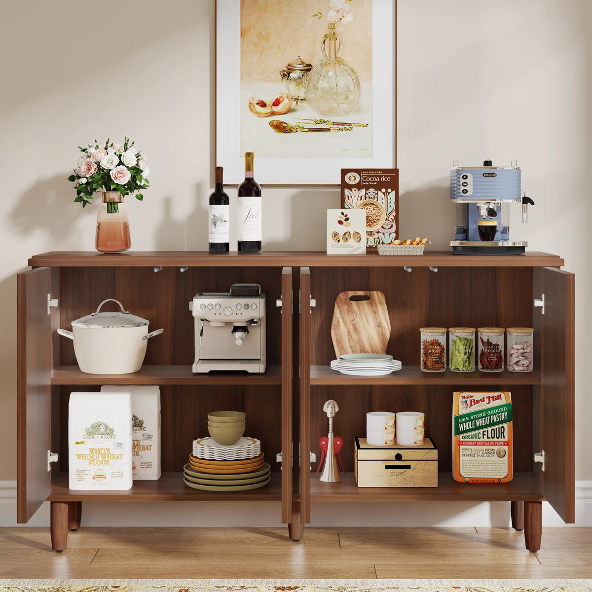 Tribesigns Buffet Cabinet Sideboard with Storage, Modern Storage Cabinet Sideboard Buffet Table with Doors for Living Room
