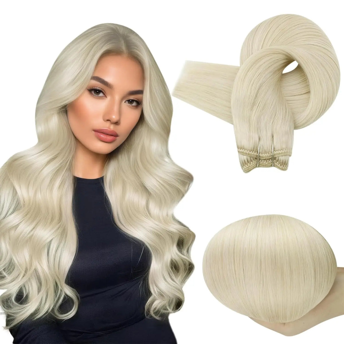 Full Shine Straight Human Hair Extensions Sew in Silky Skin Double Weft Hair Extensions For Salon