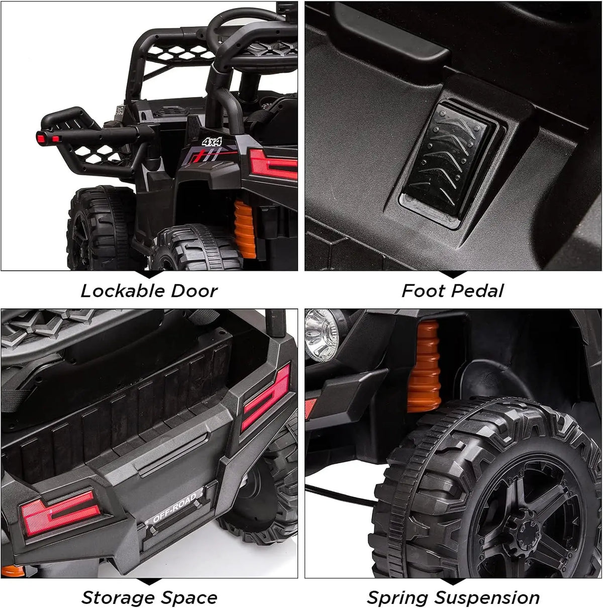 12V Kids Ride On Car Truck Toddlers Electric Car Toy with Remote Control, Spring Suspension, Led Lights, Music, for Boys Girls ﻿